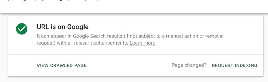 Request Indexing option of Google search console