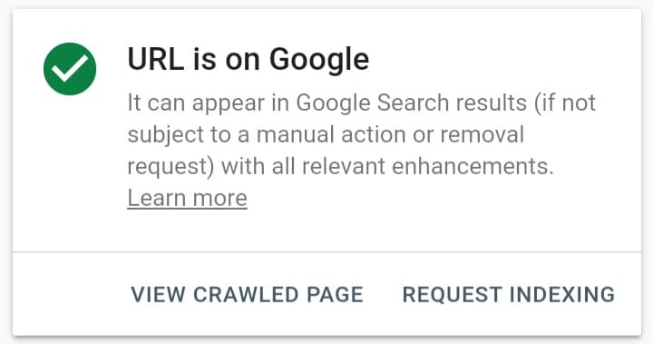 Request Indexing Google screenshot