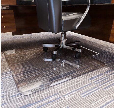 tempered glass chair mat with exclusively beveled edges and (with or without) lip