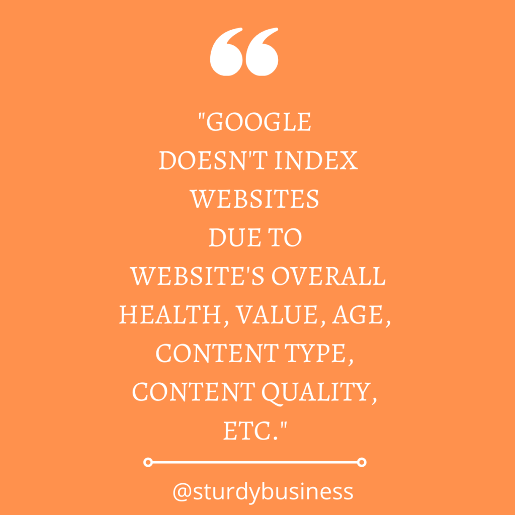 reasons google doesn't index websites