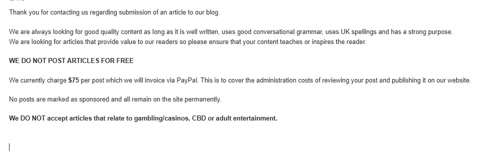 asking for money on guest post