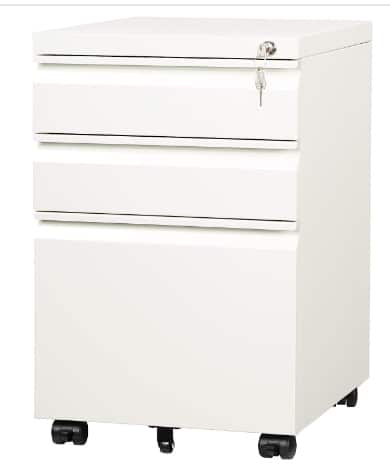 DEVAISE 3 Drawer Mobile File Cabinet Under Desk Office, Fully Assembled Except Casters, LetterLegal Size, White
