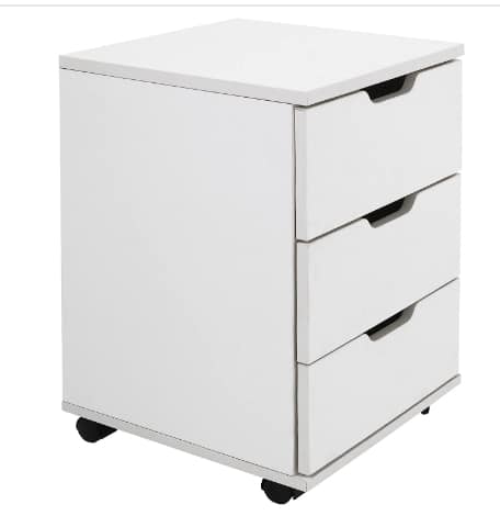 Farini 3-Drawer Vertical Filing Cabinet Rolling Wood Mobile File Cabinets Under Desk for Home Office with Casters (White)