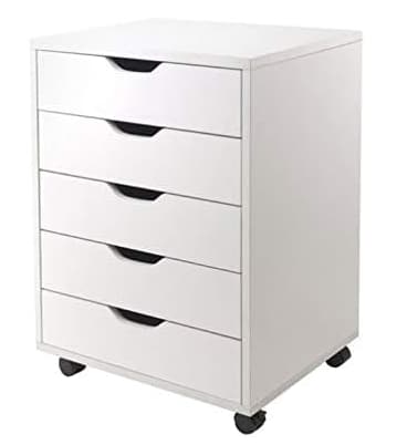Scranton & Co 5 Drawer Wood Mobile File Cabinet in White