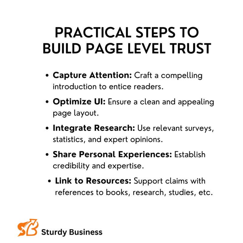 5 Practical Steps TO Build page level trust